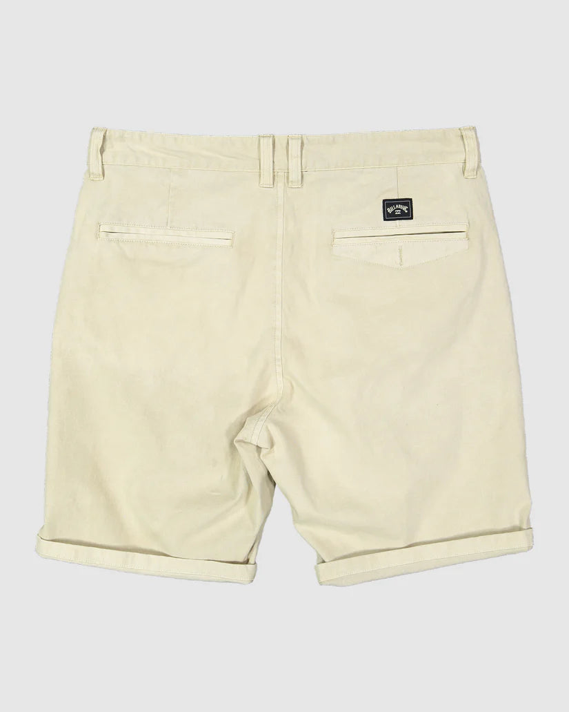 Mens Wave Wash Twill Shorts - אבן