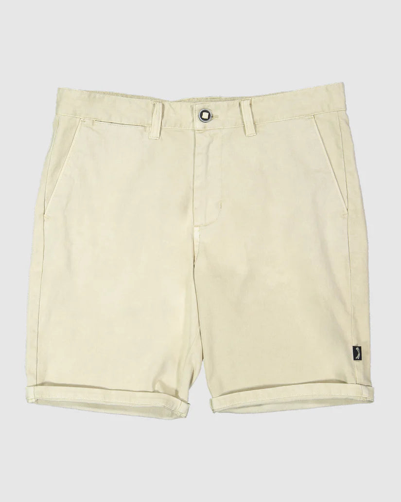 Mens Wave Wash Twill Shorts - אבן