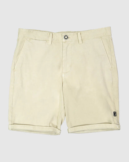 Mens Wave Wash Twill Shorts - אבן